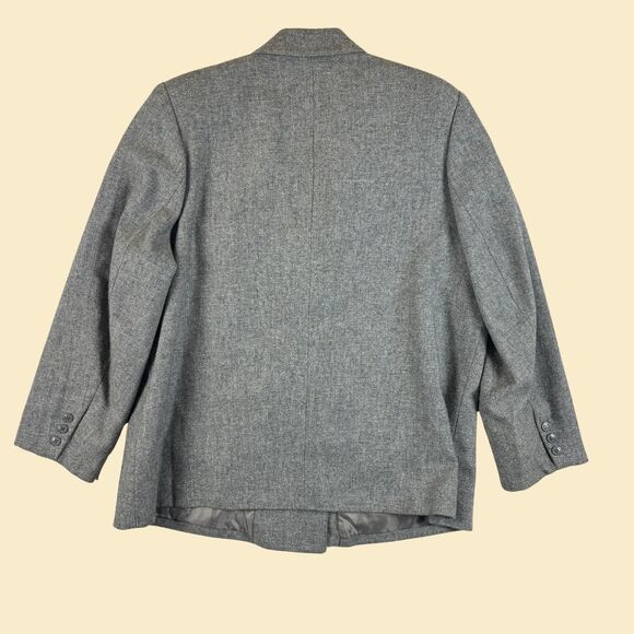 1970s Sue Brett grey blazer jacket, size 22 acrylic/wool double breasted jacket - Picture 9 of 10